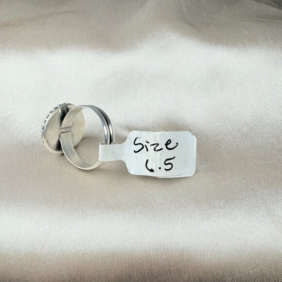 Tiger’s Eye Silver Ring Round Natural Gemstone Beaded Border Jewelry Size 6.5 - Picture 4 of 5